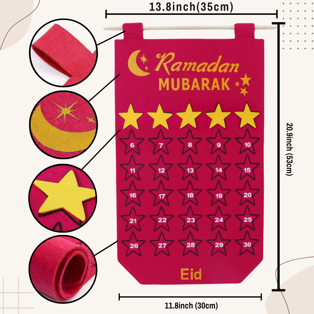 Ramadan Mubarak Felt Countdown 30 Days