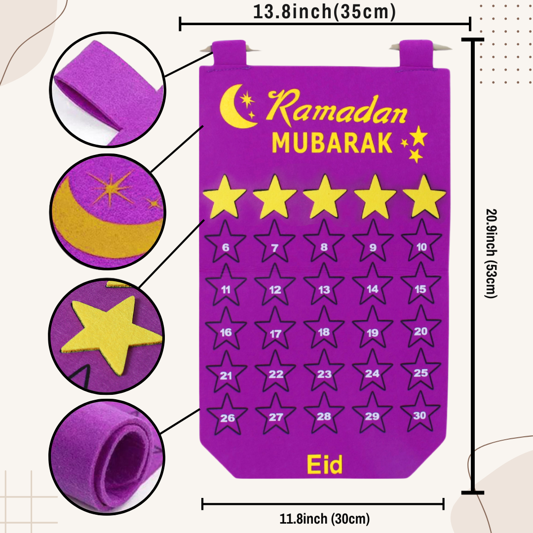 Ramadan Mubarak Felt Countdown 30 Days